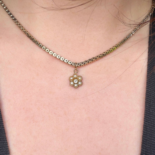 Winnie 9ct Victorian Diamond and Pearl Pendant