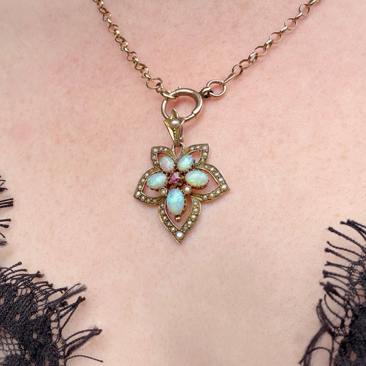Adaline Art Nouveau Maple Leaf Pendant