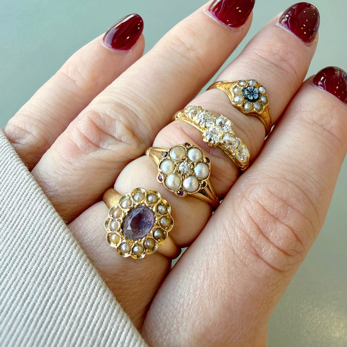 Violet 18k Edwardian Diamond Motif Ring