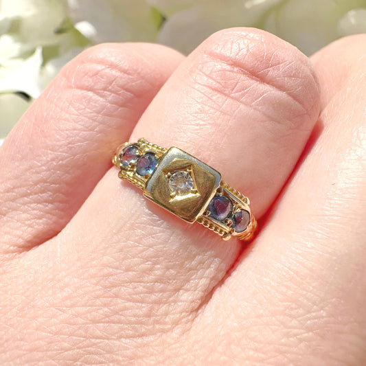 Tallulah 18ct Gold Sapphire and Diamond Edwardian Gypsy Ring