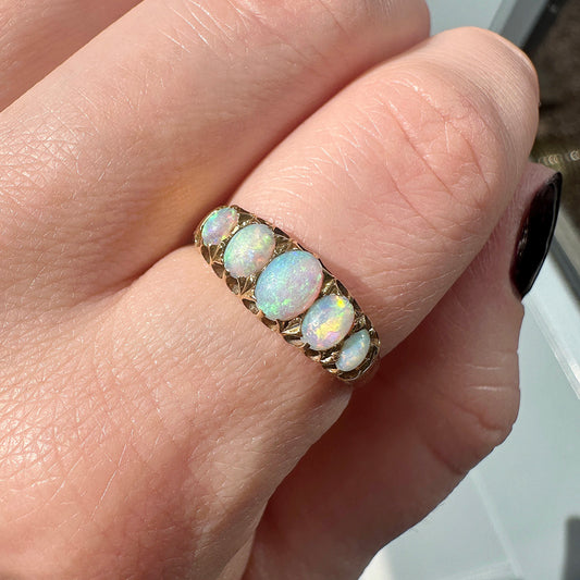 Tabitha 18k Gold Edwardian Five Stone Opal Ring