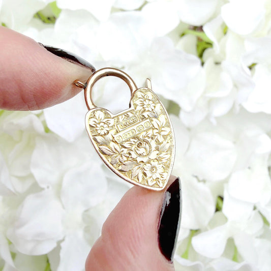 Lettie 9ct Edwardian Heart Padlock Pendant