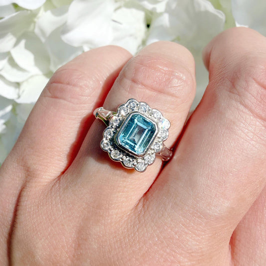 Magdalene Diamond & Aquamarine Ring