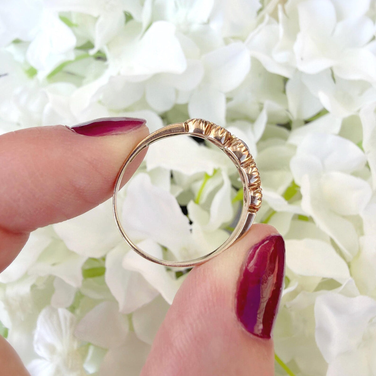 Audrey 9k Vintage Amethyst Five Stone Ring
