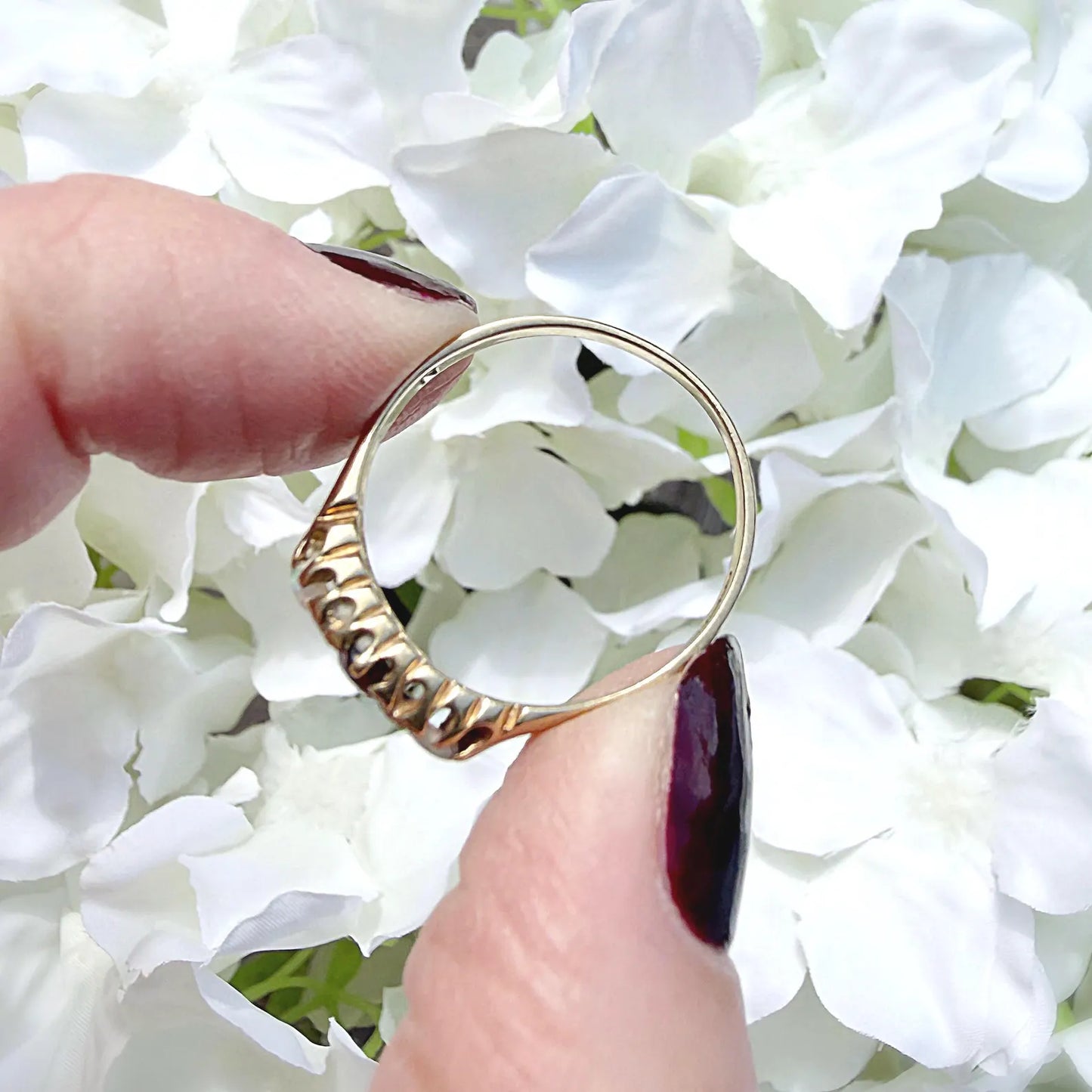 Lucie 9ct Gold Garnet Opal and Diamond Trilogy Ring