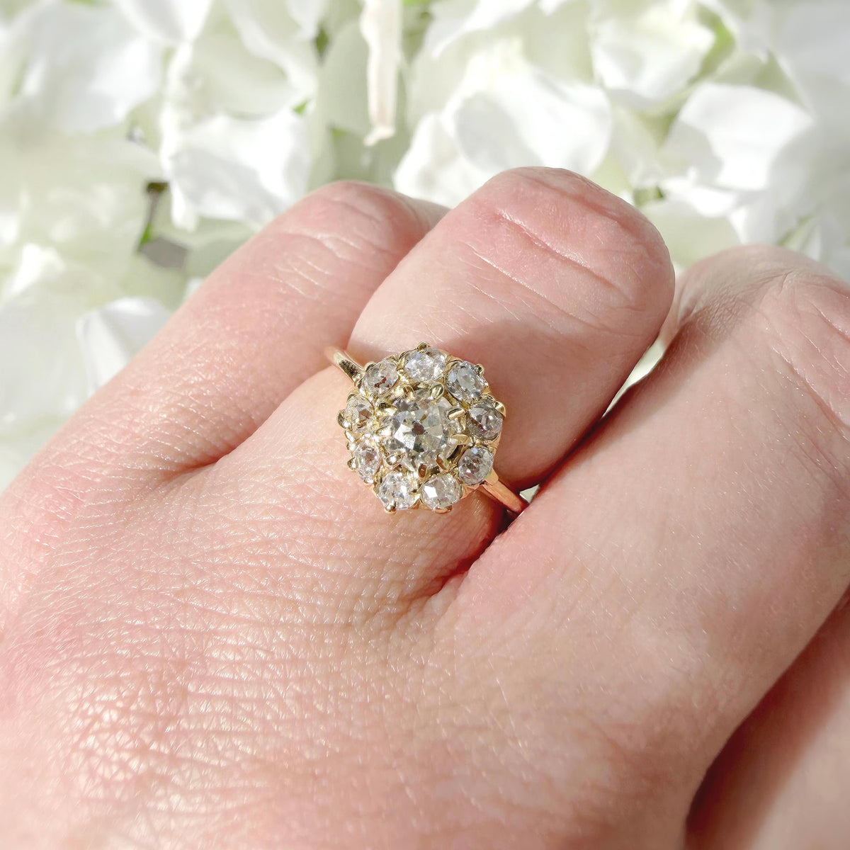 Celine 18k Old Mine Cut Diamond Victorian Engagement Ring