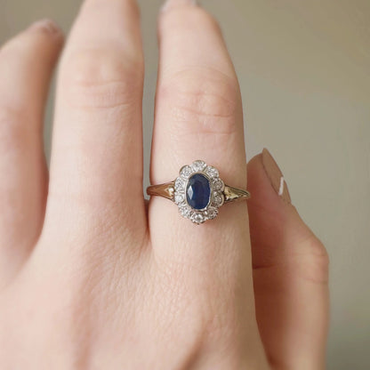Nancy Diamond and Sapphire Ring Peach and Willow
