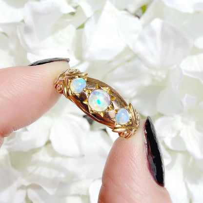antique opal starburst ring