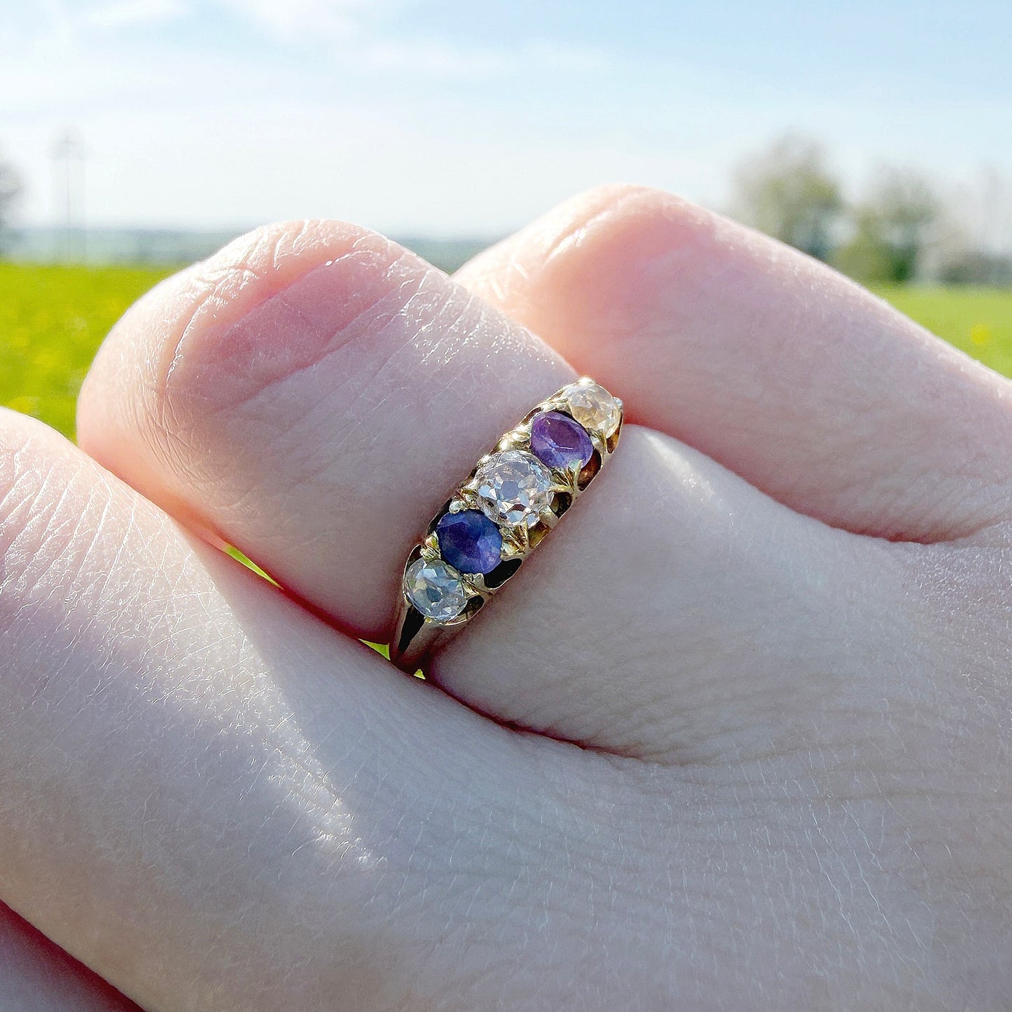 Euphemia 18k Antique Amethyst and Diamond Ring