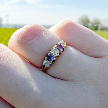 Euphemia 18k Antique Amethyst and Diamond Ring