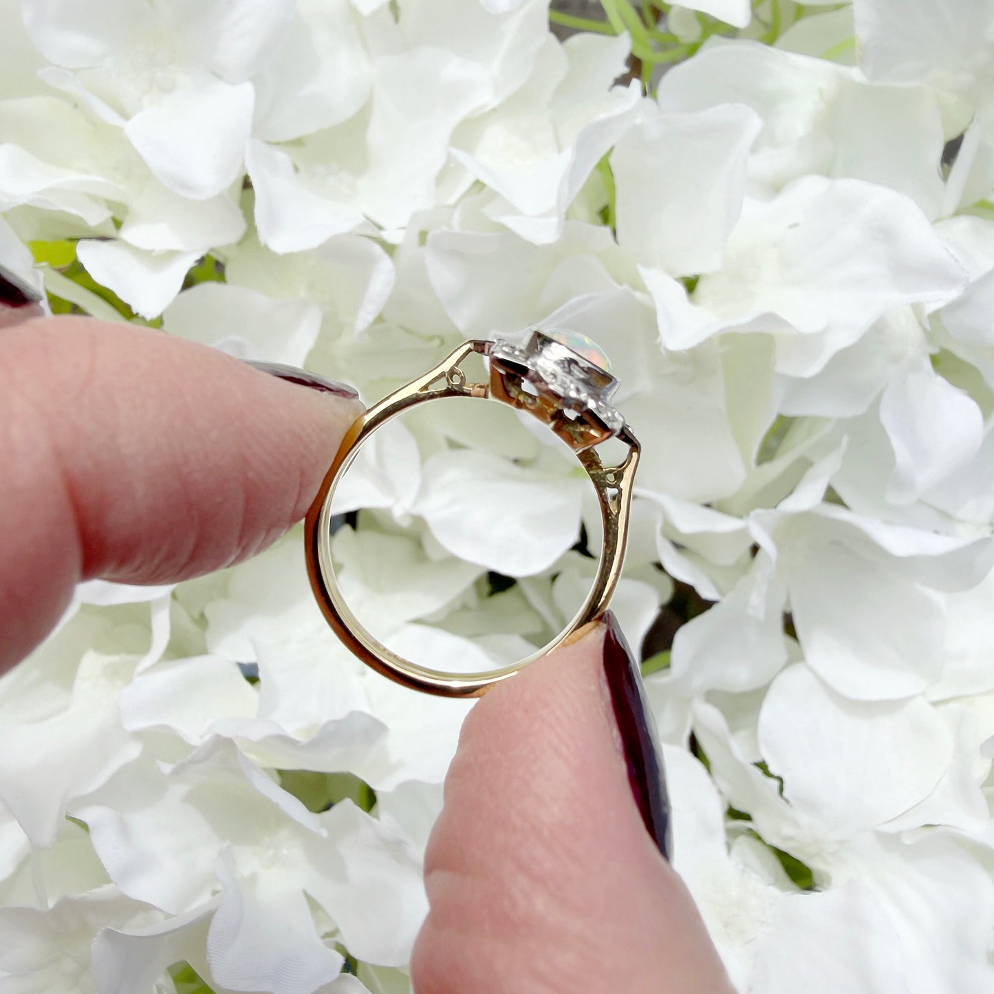 Asteria Celestial 18k Gold Opal Diamond Starburst Ring