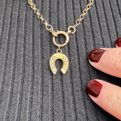 Dottie 9k Gold Lucky Horseshoe Antique Pendant Charm