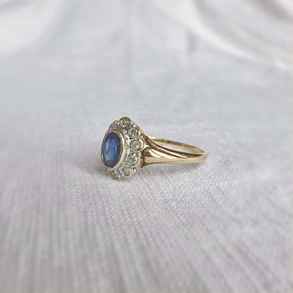 Nancy Diamond and Sapphire Ring Peach and Willow