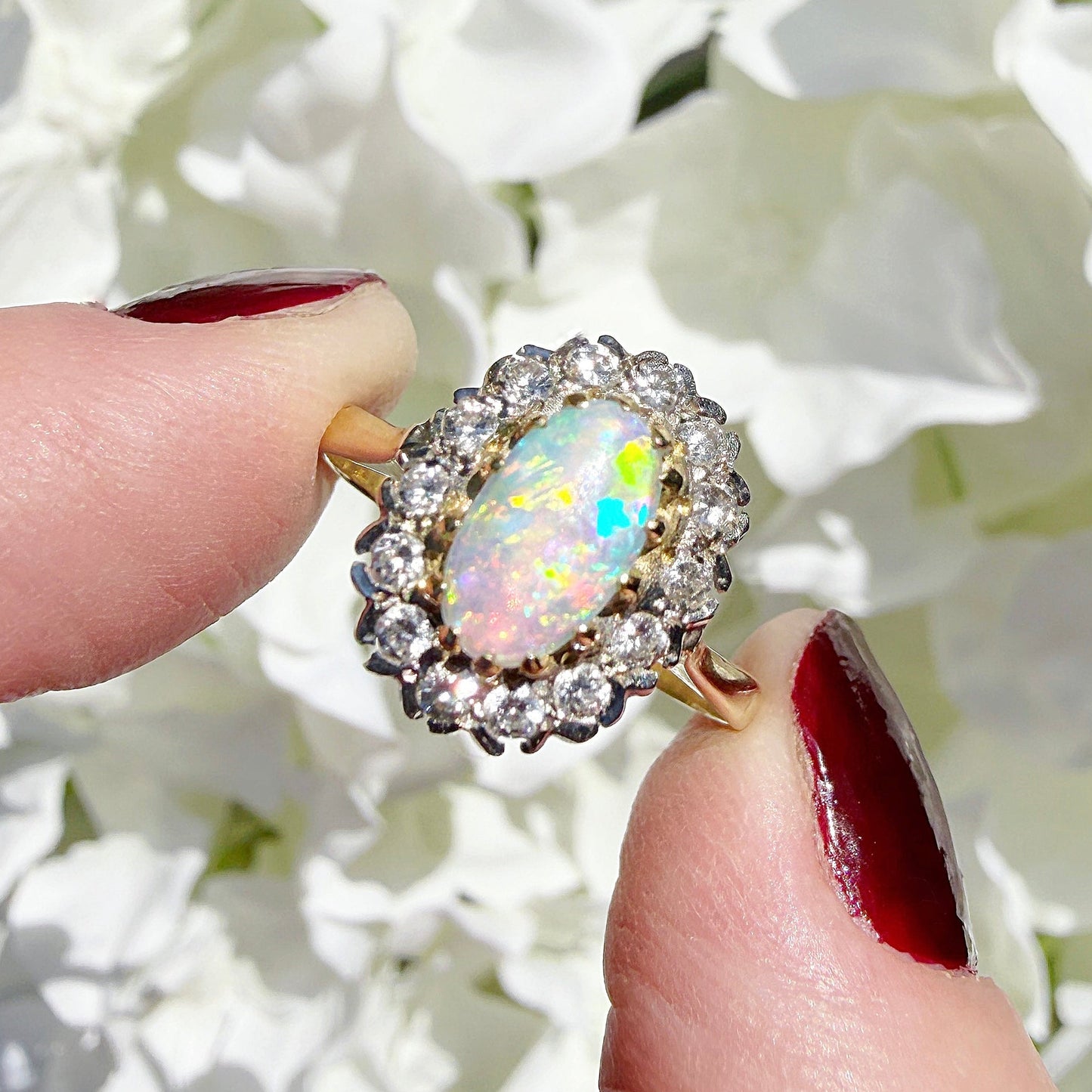 Evelyn 18ct Vintage Opal and Diamond Ring