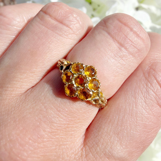 Eliza 9k Citrine Flower Cluster Ring