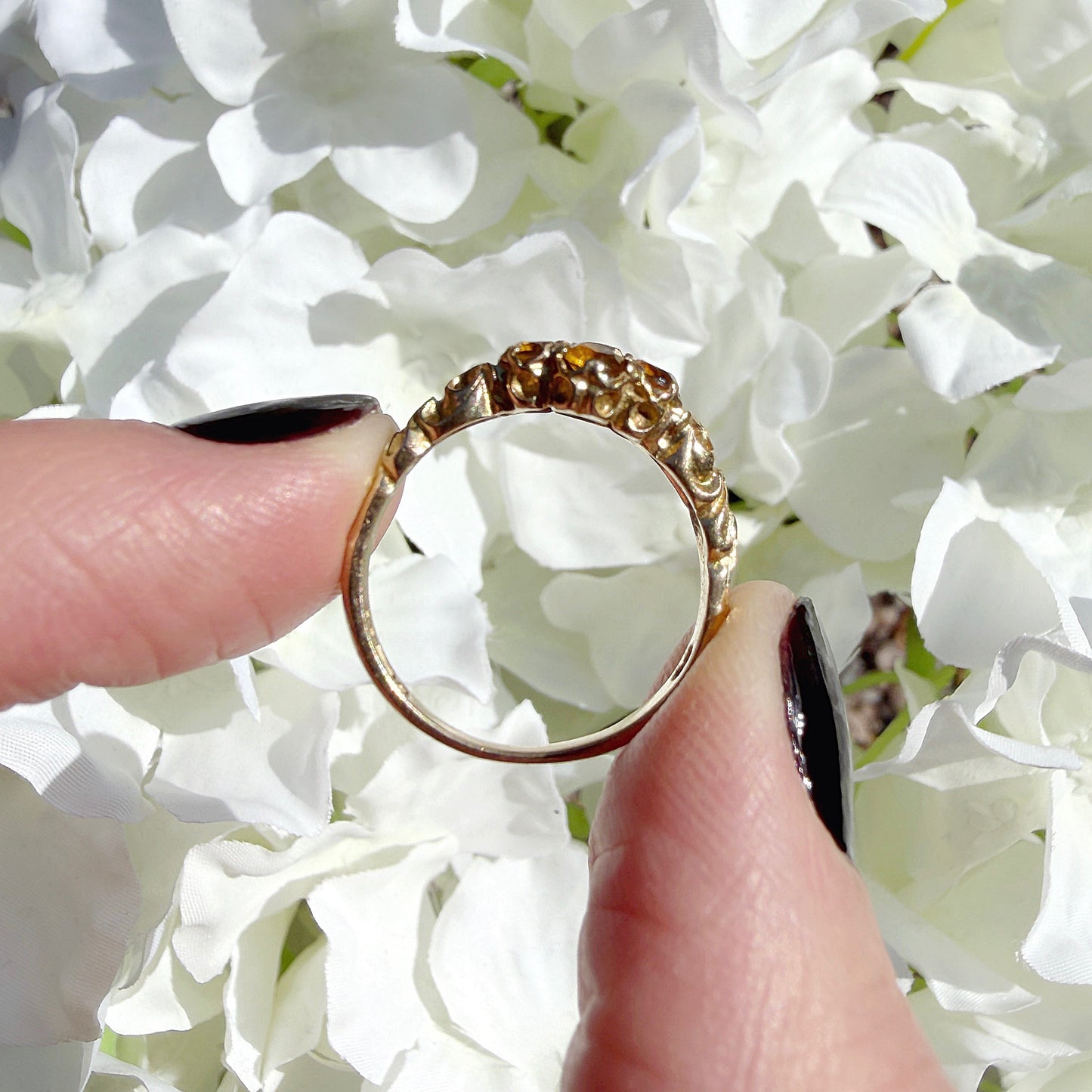 Eliza 9k Citrine Flower Cluster Ring