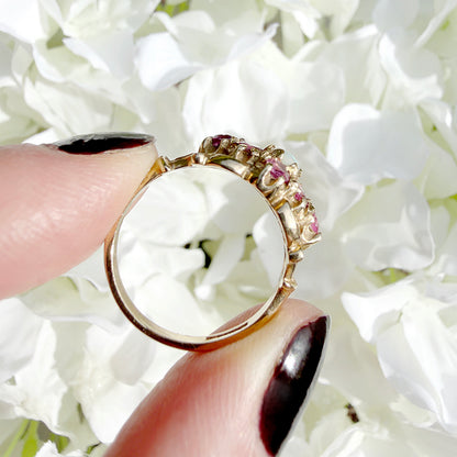 Ira Vintage 9k Pink Sapphire and Opal Ring