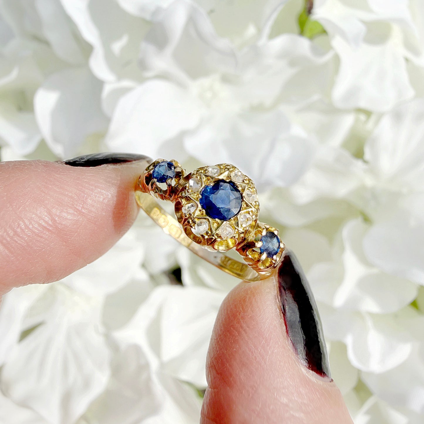 Lyssa 18k Edwardian Sapphire and Diamond Trilogy Ring