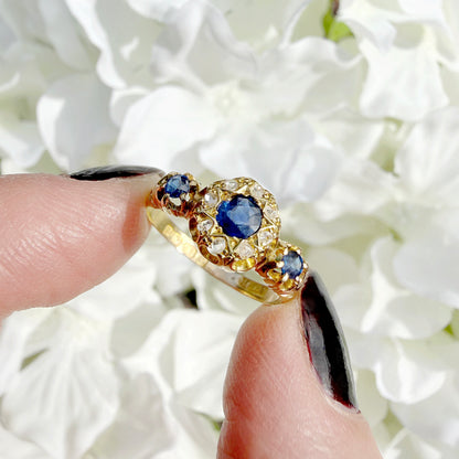 Lyssa 18k Edwardian Sapphire and Diamond Trilogy Ring