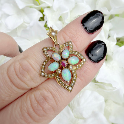 Adaline Art Nouveau Maple Leaf Pendant