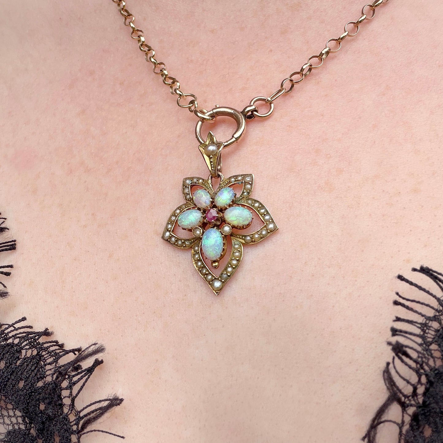 Adaline Art Nouveau Maple Leaf Pendant