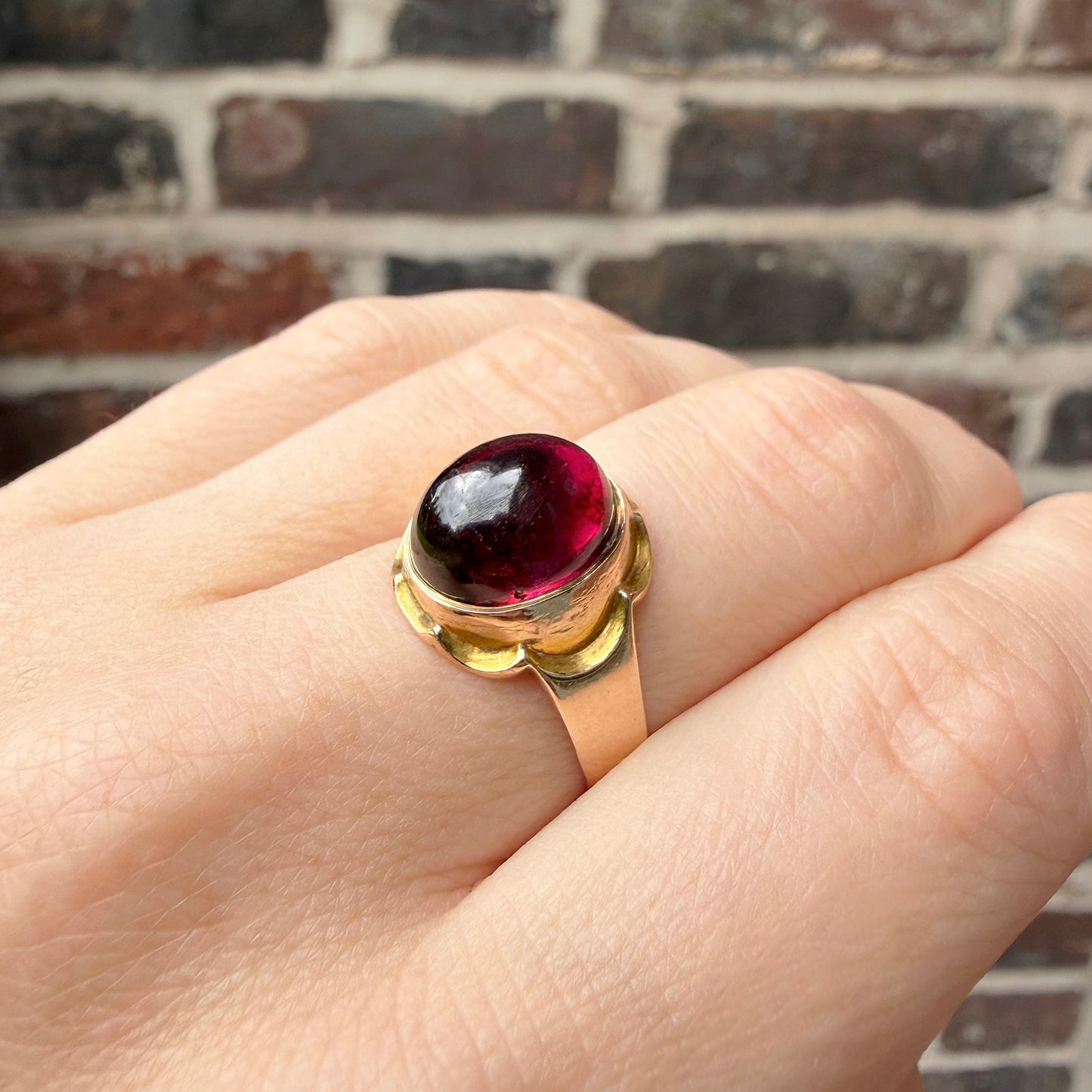 Emmaline 15k Rare Victorian Carbuncle Garnet Ring