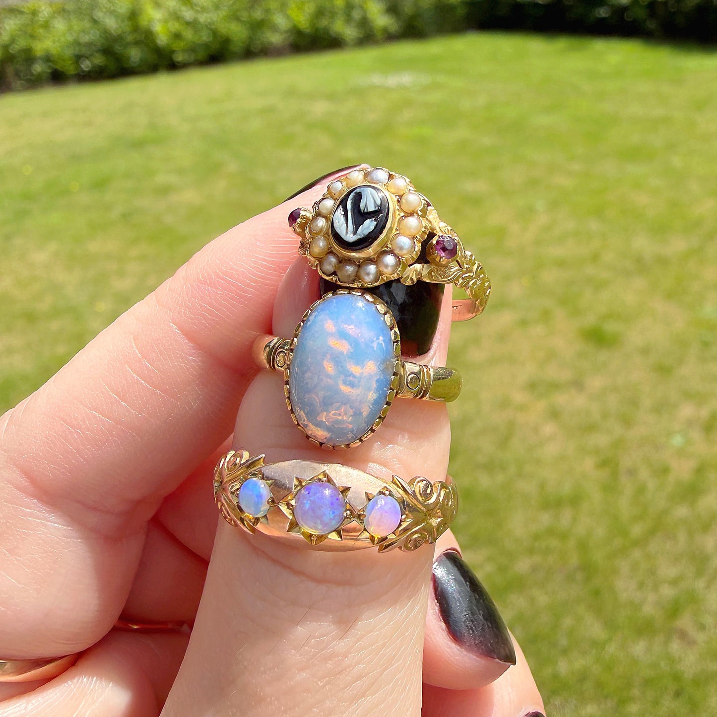 Hattie 9k Victorian Antique Opaline Ring