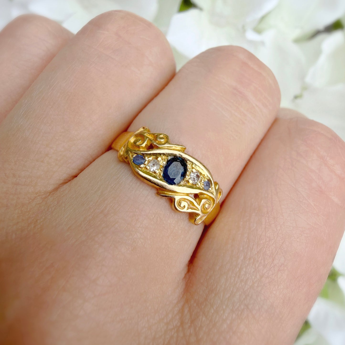 Elsie 18k Edwardian Sapphire & Diamond Ring