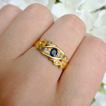 Elsie 18k Edwardian Sapphire & Diamond Ring