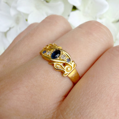 Elsie 18k Edwardian Sapphire & Diamond Ring