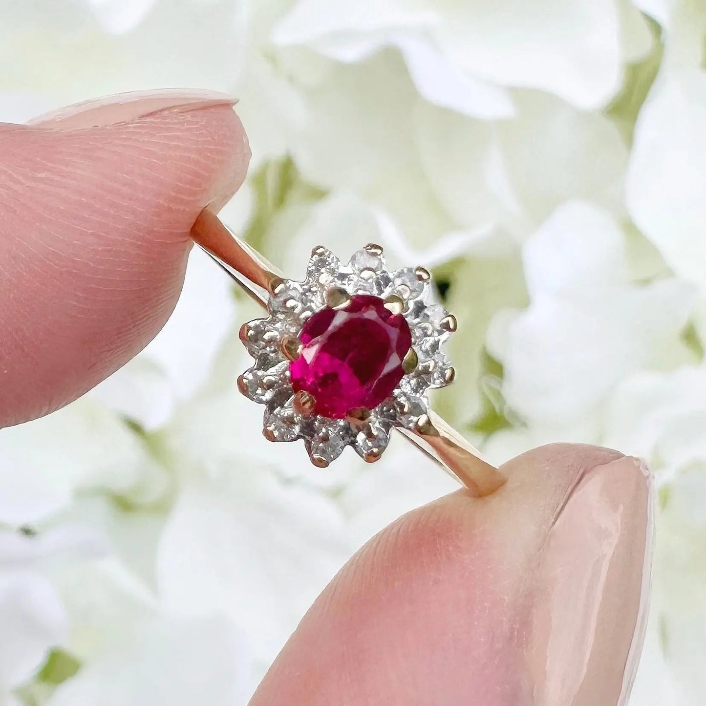 Mia Ruby and Diamond Ring Peach and Willow