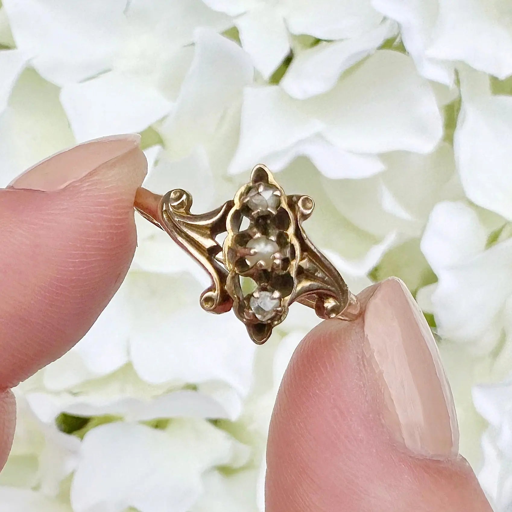 Trinity Pearl and Diamond Ring