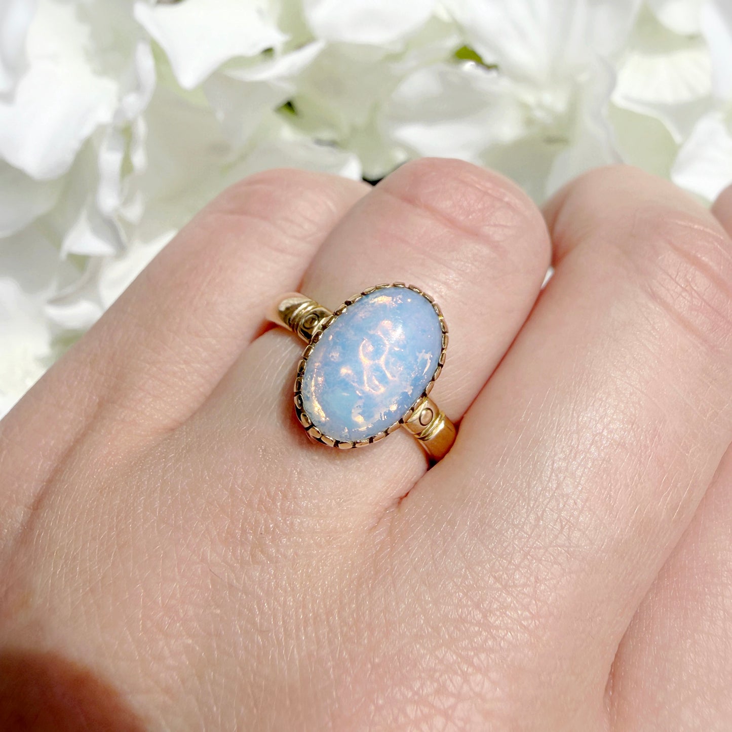 Hattie 9k Victorian Antique Opaline Ring