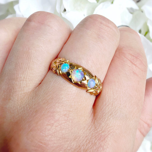 Lettie 9k Edwardian Opal Starburst Ring