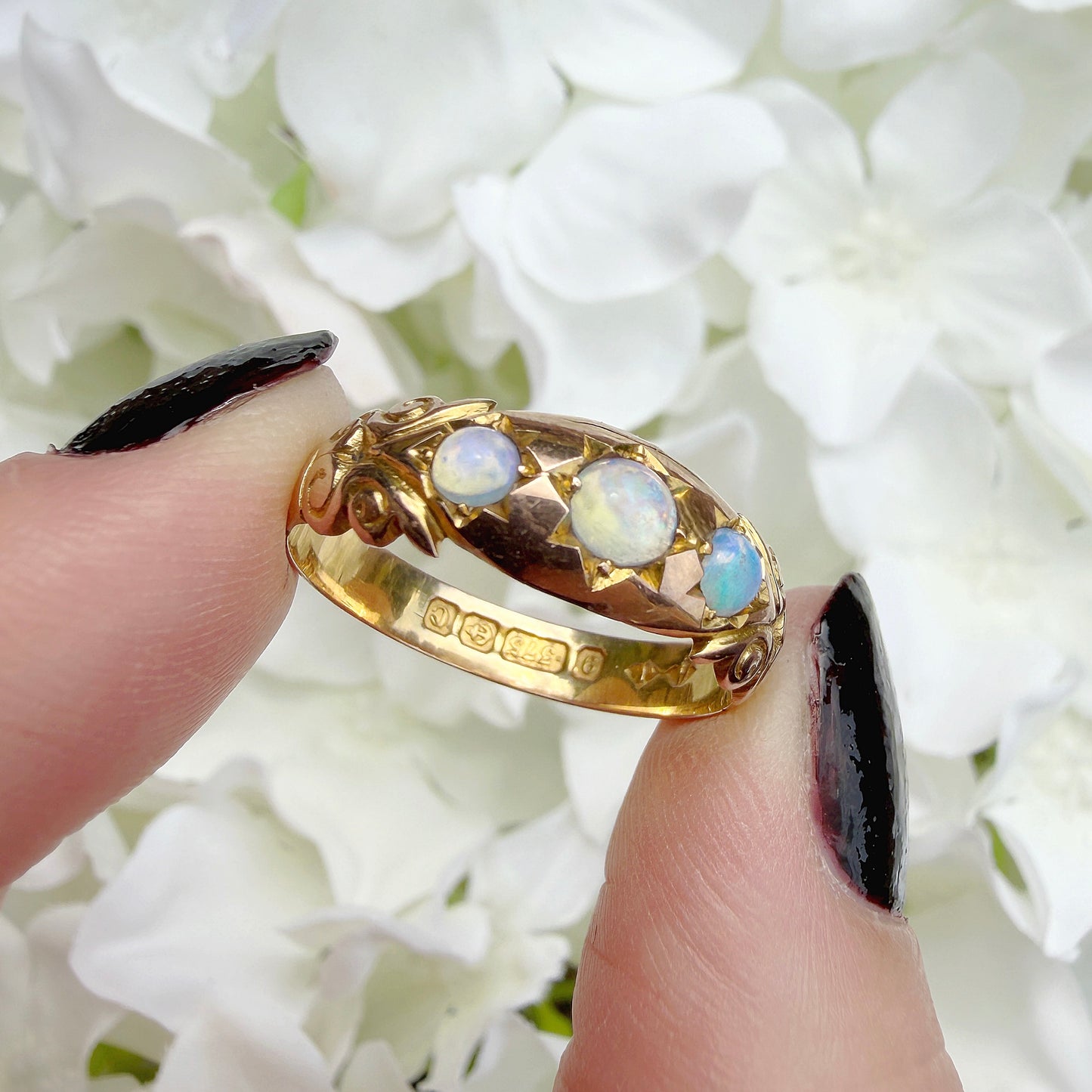 Lettie 9k Edwardian Opal Starburst Ring