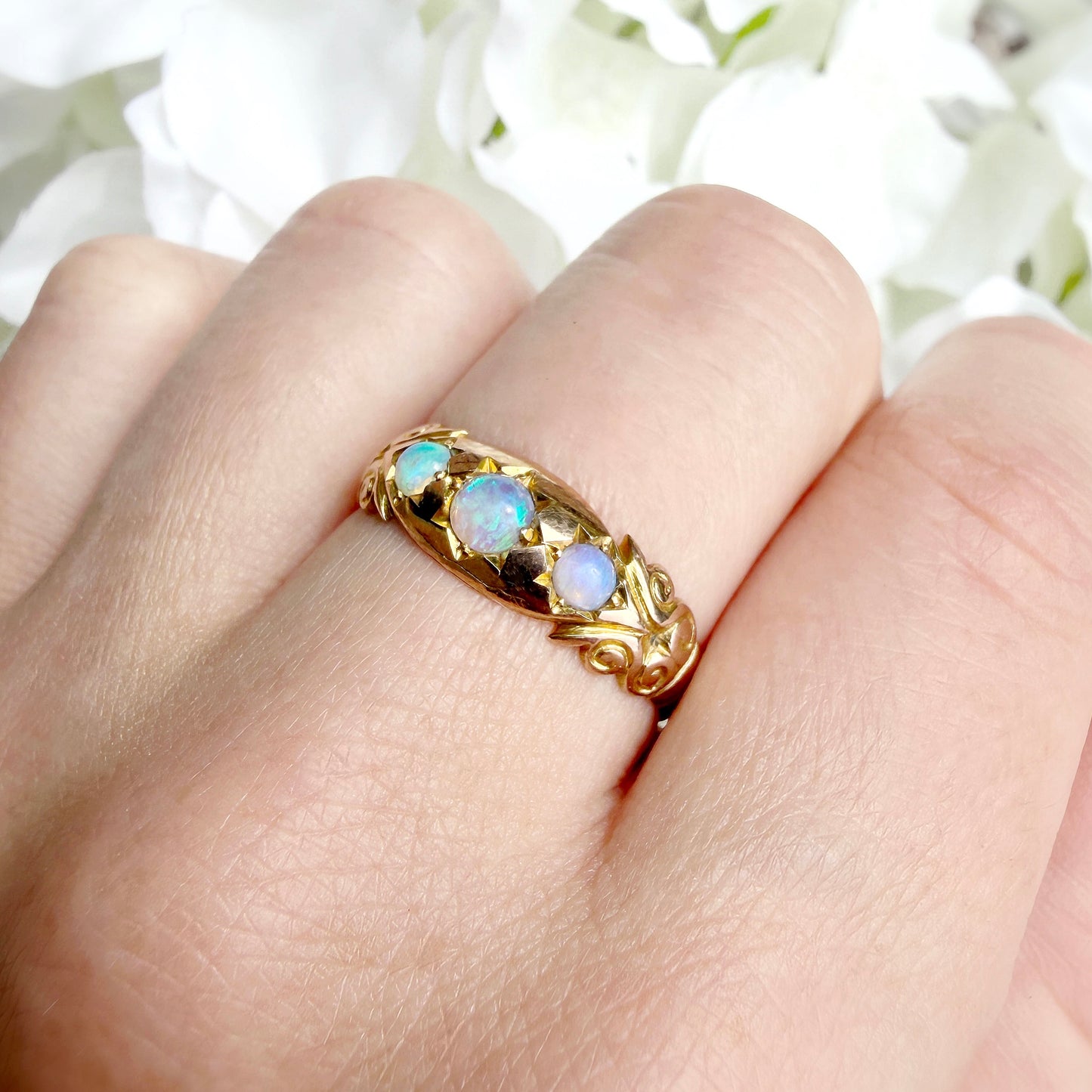 Lettie 9k Edwardian Opal Starburst Ring
