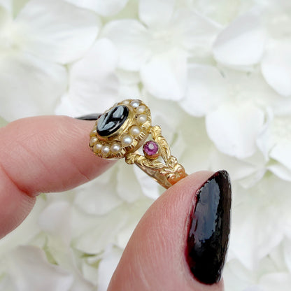 Ottilie 15k Victorian Bluebell Cameo Ring