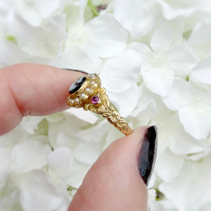 Ottilie 15k Victorian Bluebell Cameo Ring
