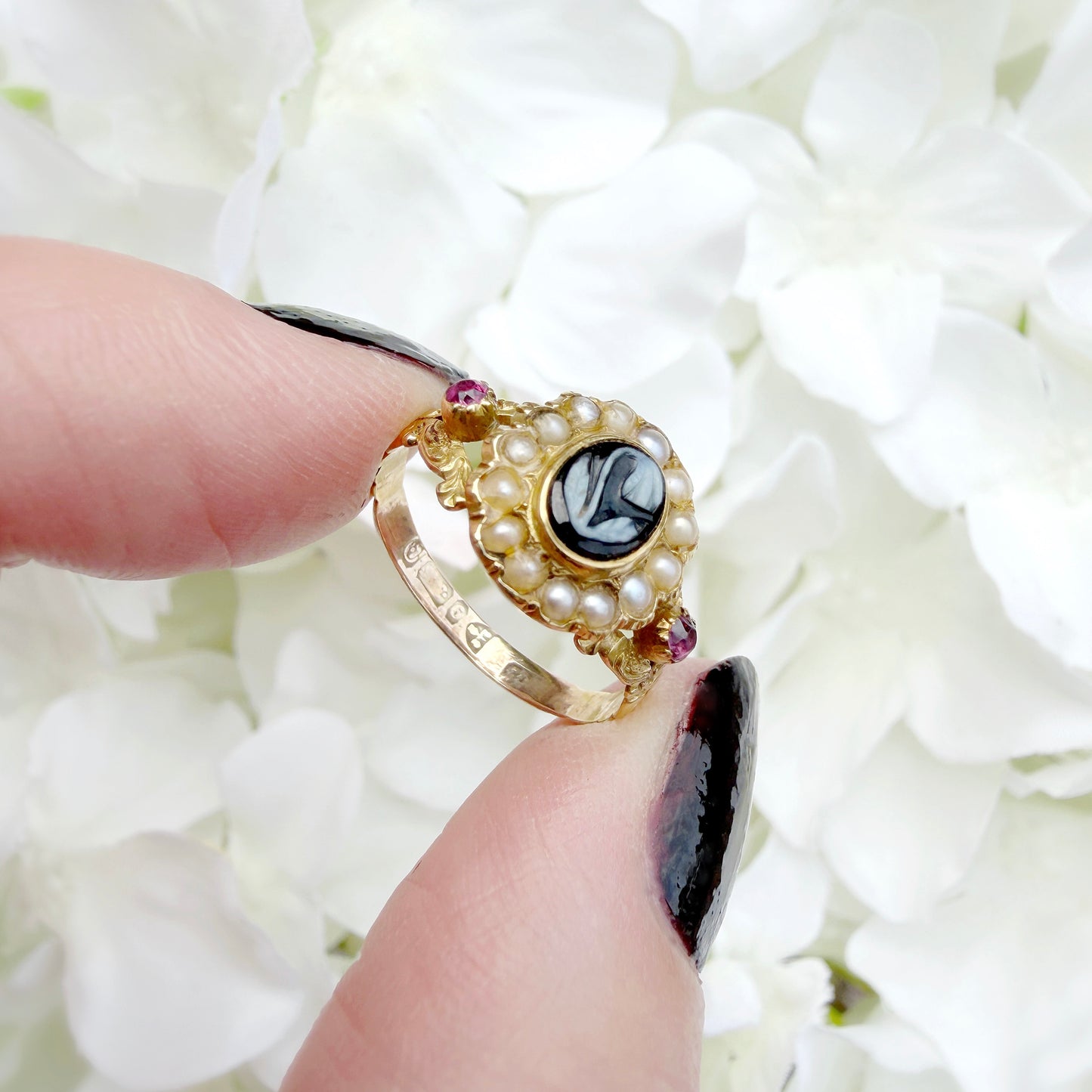 Ottilie 15k Victorian Bluebell Cameo Ring