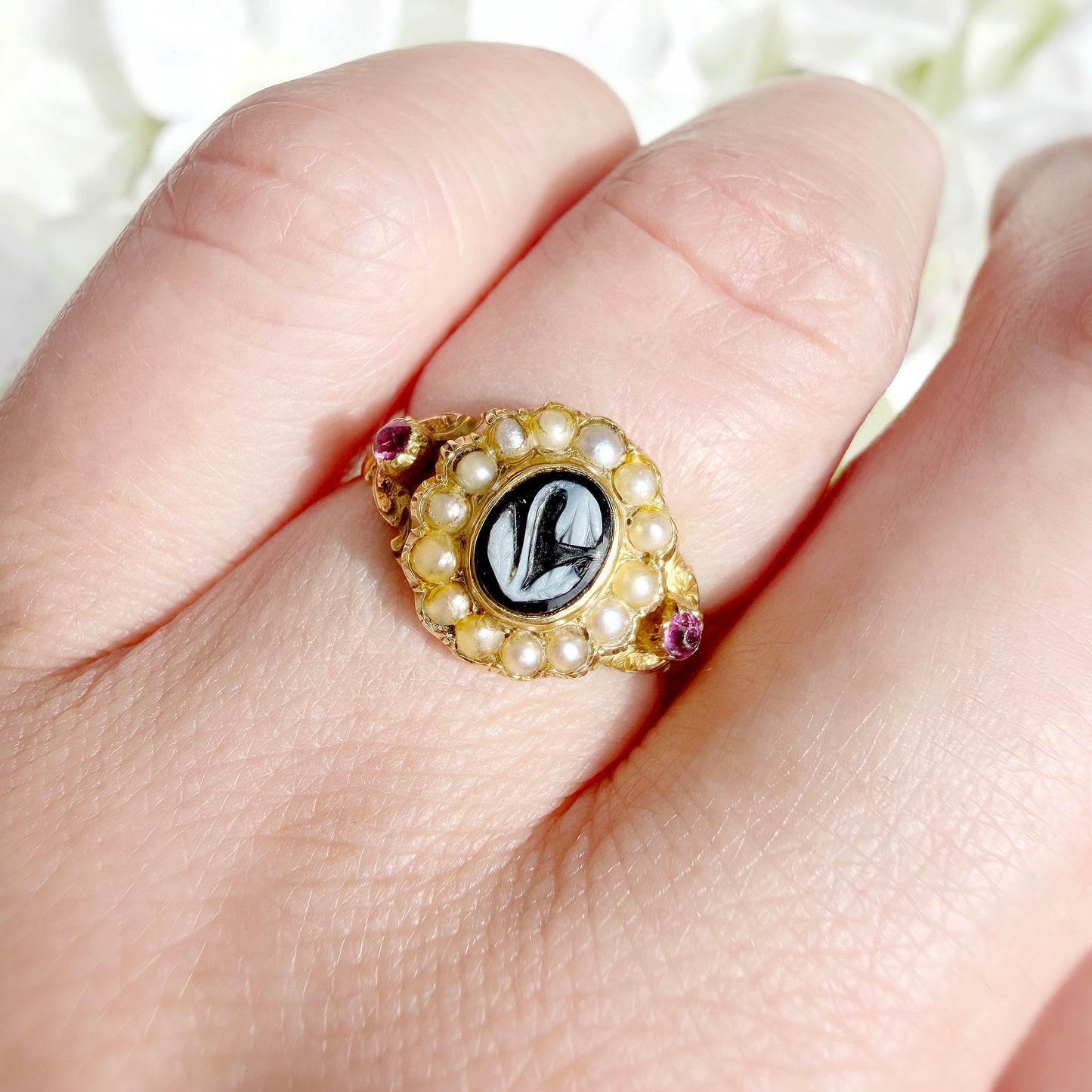 Ottilie 15k Victorian Bluebell Cameo Ring