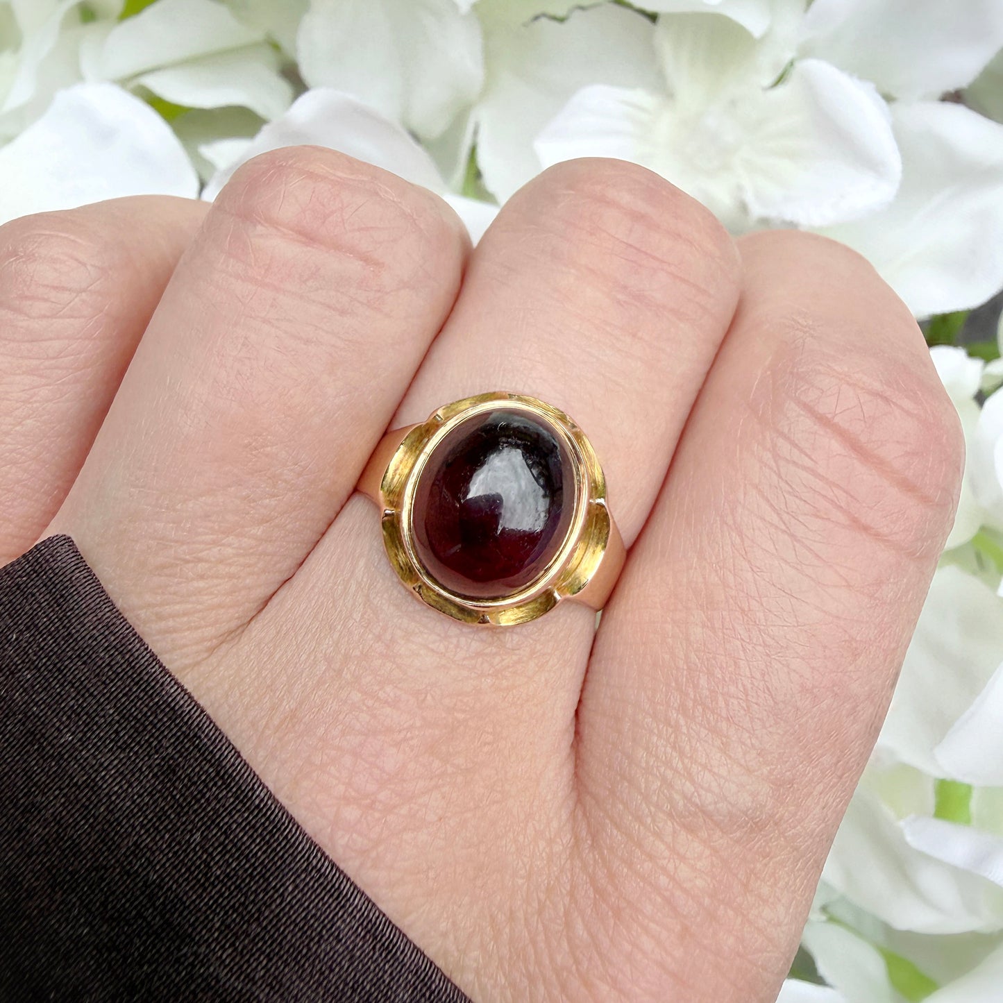 Emmaline 15k Rare Victorian Carbuncle Garnet Ring