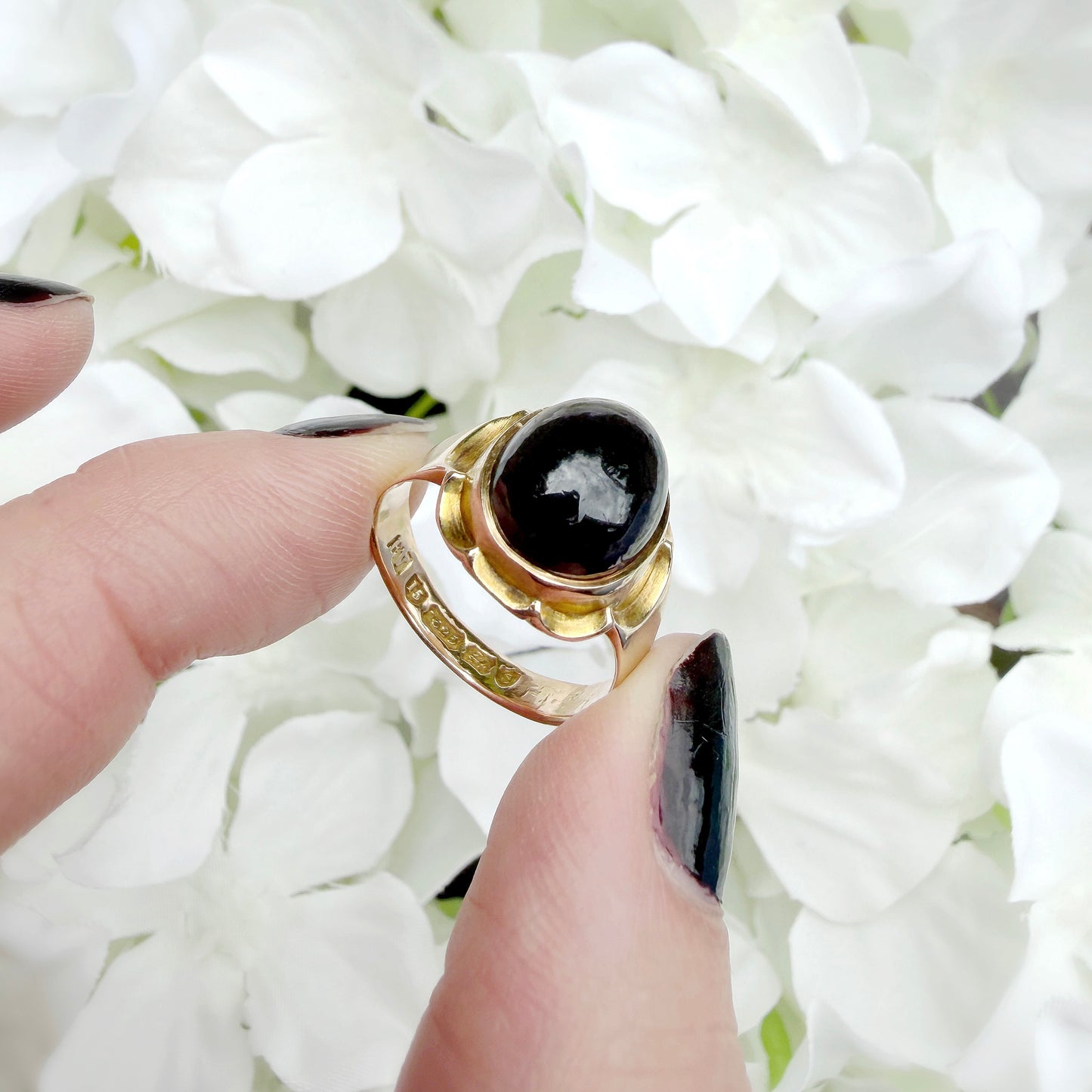 Emmaline 15k Rare Victorian Carbuncle Garnet Ring