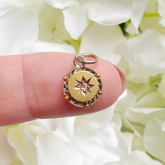 Daisy Victorian Starburst Diamond Charm Peach and Willow