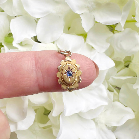 Alba Victorian Starburst Sapphire Charm Peach and Willow