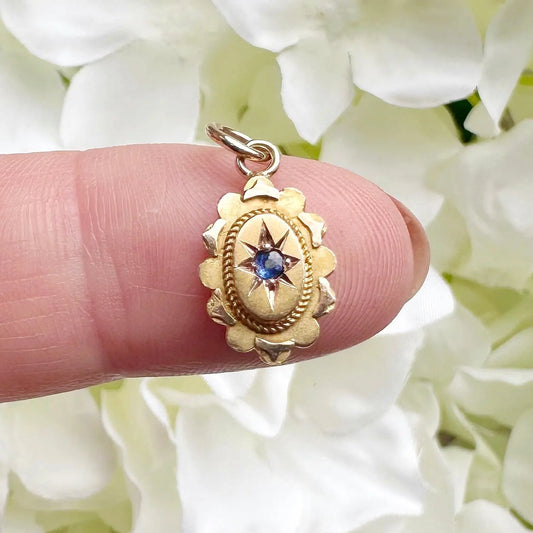 Alba Victorian Starburst Sapphire Charm Peach and Willow