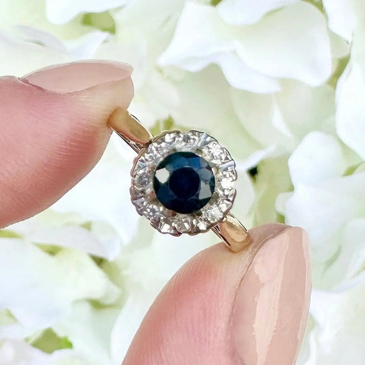 Orla Sapphire and Diamond Cluster Ring Peach and Willow