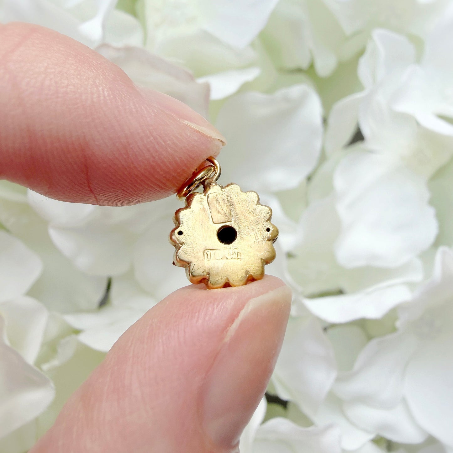Carmeline Antique 18k Gold Etruscan Diamond Charm