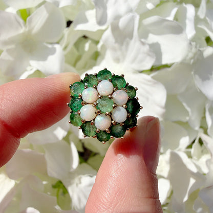 Jemima 9k Vintage Opal and Emerald Ring