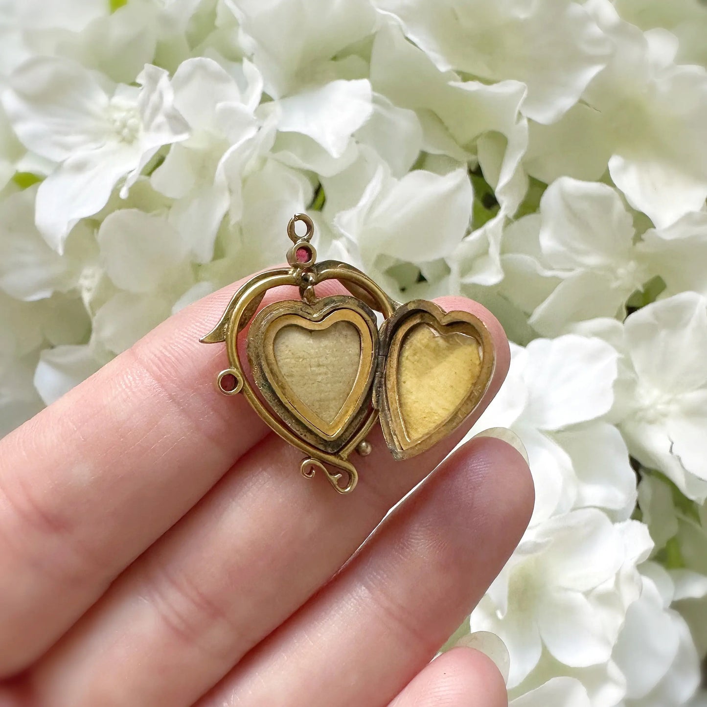 Madeline Victorian Ruby and Seed Pearl Locket Peach and Willow