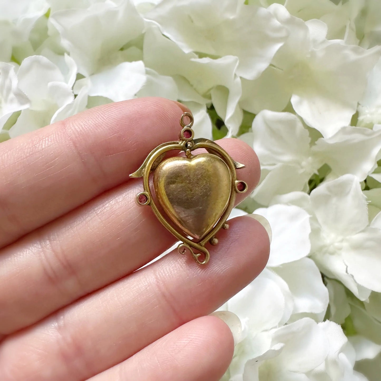 Madeline Victorian Ruby and Seed Pearl Locket Peach and Willow